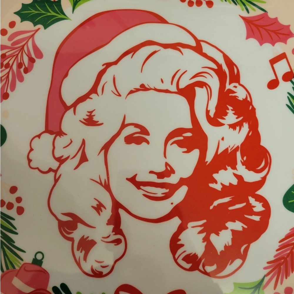 Dolly Parton Christmas Melamine Platter Pink Bow Plate Cookie Tray Viral Tiktok - Picture 2 of 13